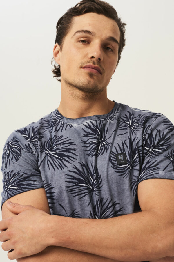 T.shirt feuillages bleu