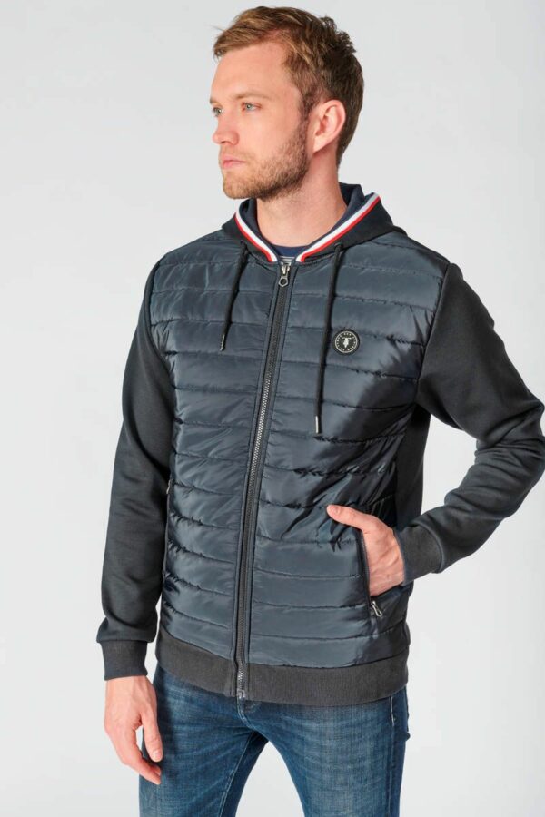 Veste bi matière bleu marine