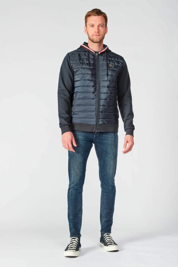 Veste bi matière bleu marine – Image 6