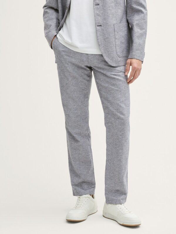 Pantalon en lin bleu moucheté