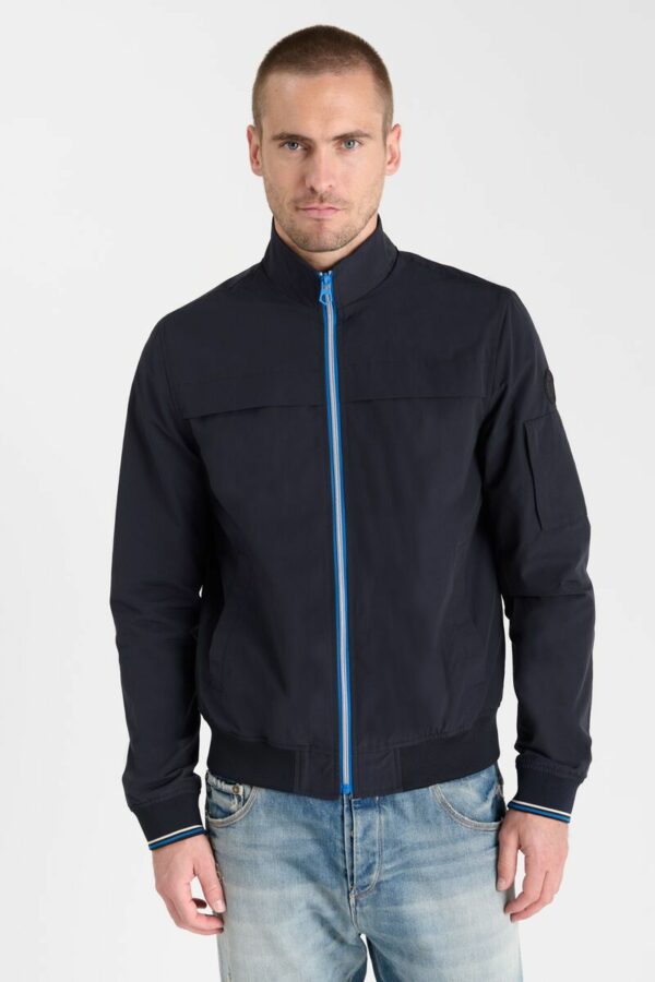 Veste type coupe vent zippé bleu marine – Image 5