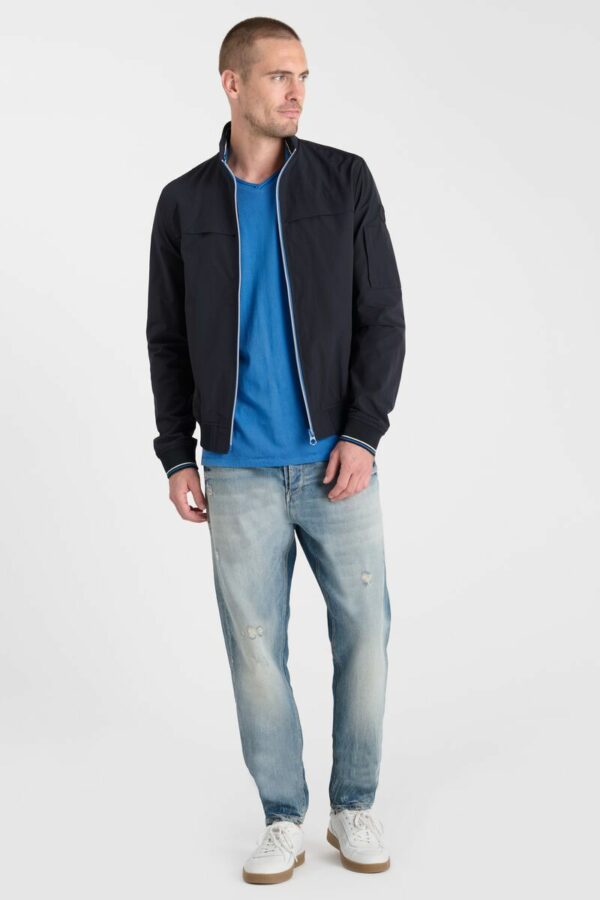 Veste type coupe vent zippé bleu marine – Image 2