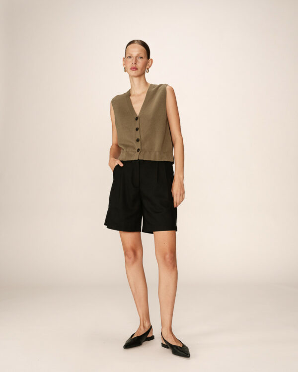 Gilet sans manches en maille kaki – Image 5