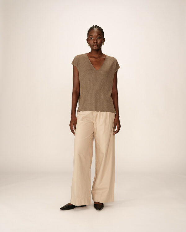 Haut en maille pailleté marron – Image 5