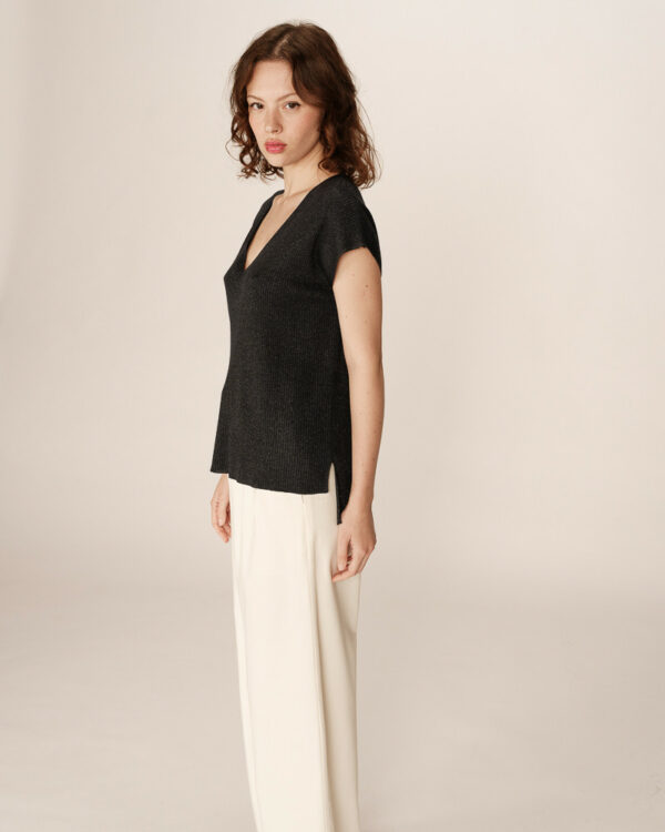 Haut en maille pailleté bleu marine – Image 5