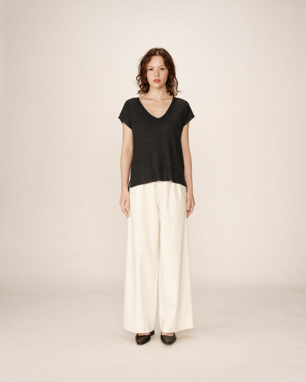 Haut en maille pailleté bleu marine – Image 4