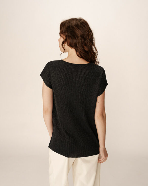 Haut en maille pailleté bleu marine – Image 3