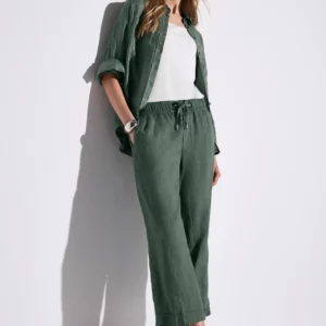 Pantalon en lin large kaki