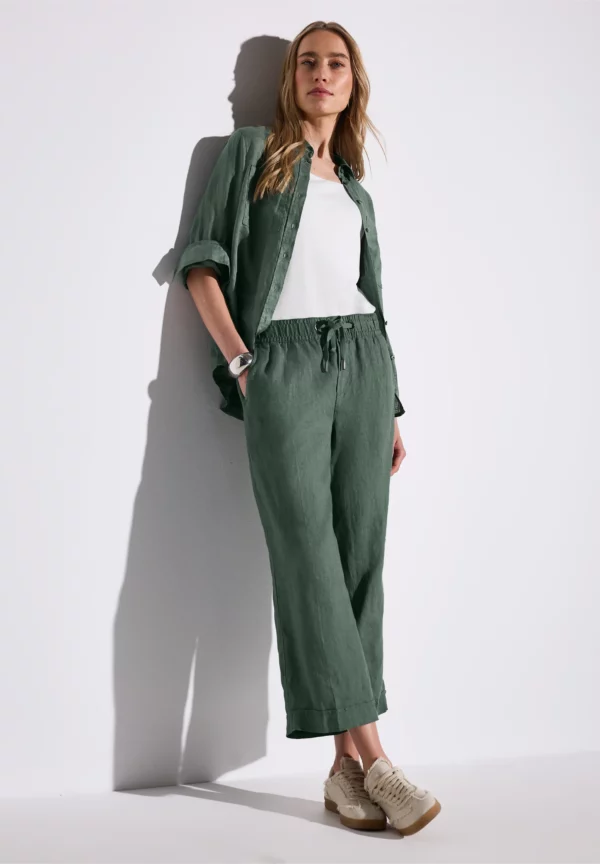 Pantalon en lin large kaki