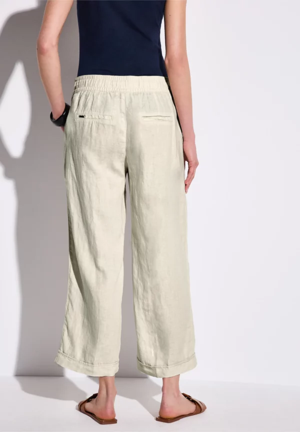 Pantalon en lin large beige – Image 2
