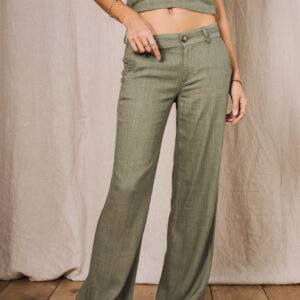 Pantalon en lin kaki