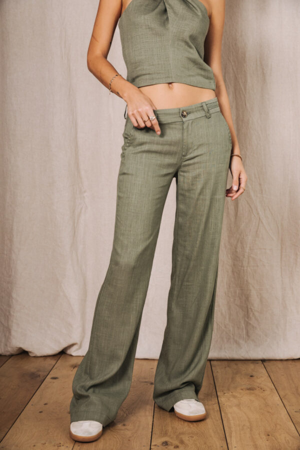 Pantalon en lin kaki