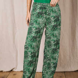 Pantalon fluide imprimé vert