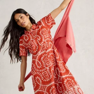 Robe longue avec col orange