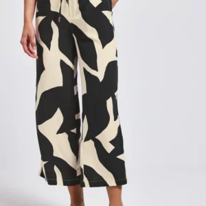 Pantalon fluide 7/8e imprimé noir et écru