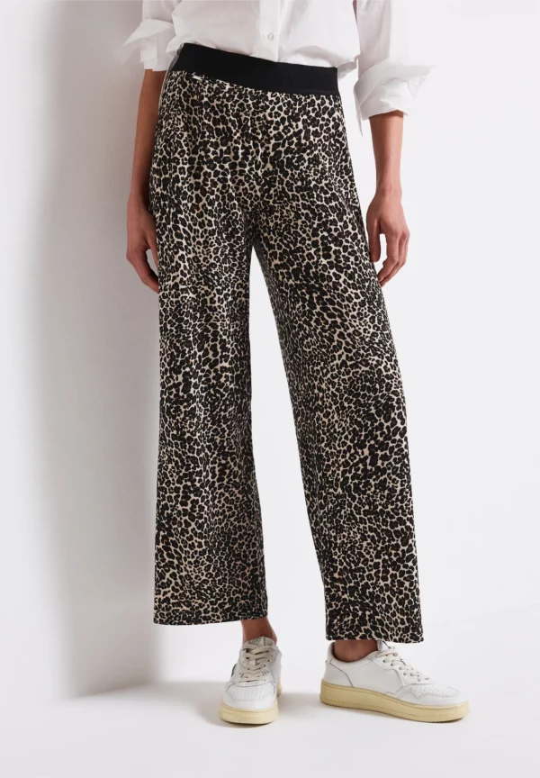Pantalon en jersey motifs léopard