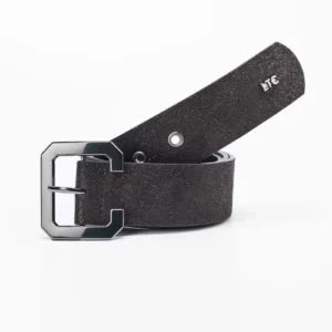 Ceinture en cuir noir pailleté