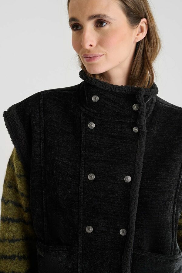 Veste sans manches boutonnée noir – Image 6