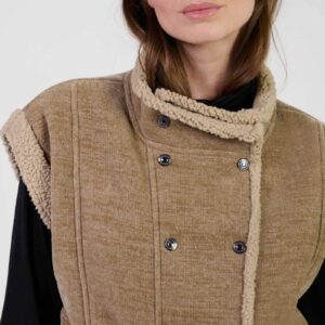 Veste sans manches boutonnée marron