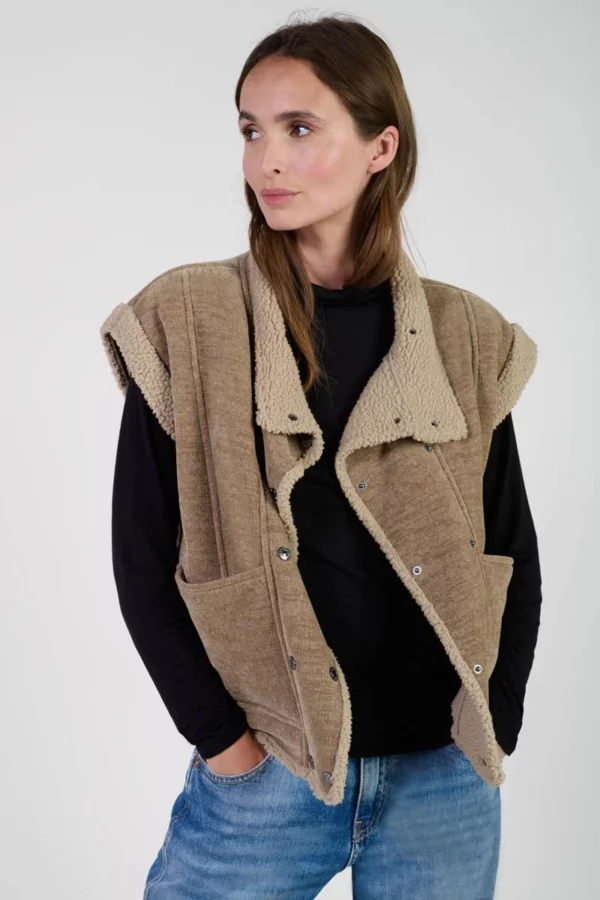 Veste sans manches boutonnée marron – Image 7