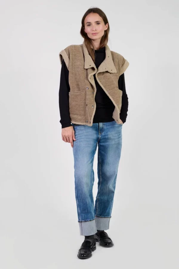 Veste sans manches boutonnée marron – Image 6