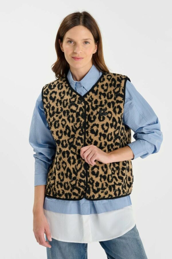 Veste teddy sans manches léopard – Image 2