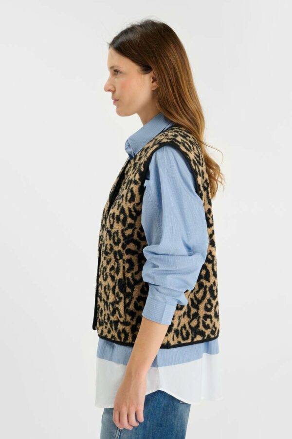 Veste teddy sans manches léopard – Image 7