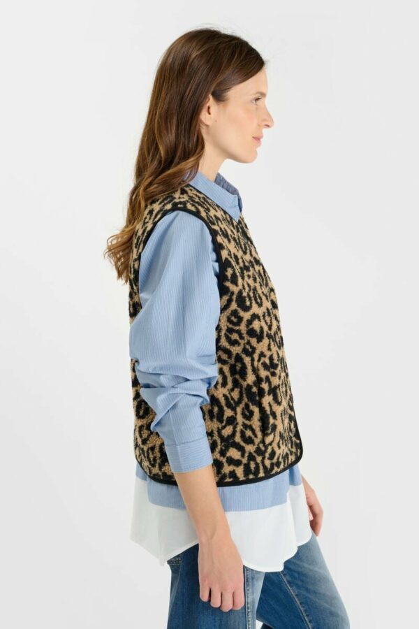 Veste teddy sans manches léopard – Image 6