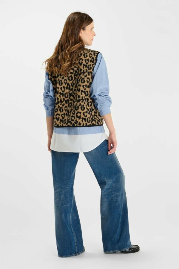 Veste teddy sans manches léopard – Image 3
