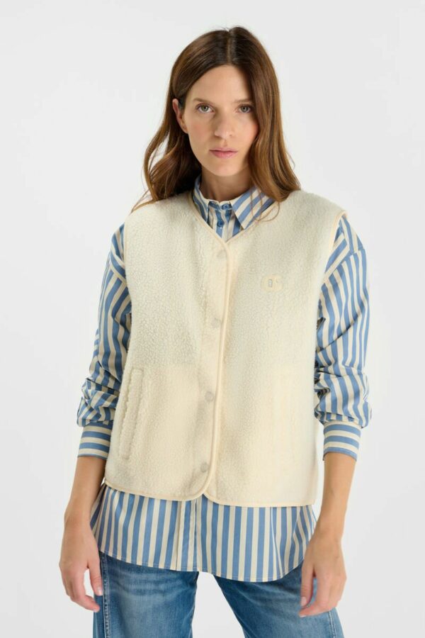 Veste teddy sans manches écru – Image 2