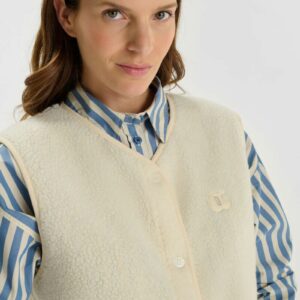 Veste teddy sans manches écru