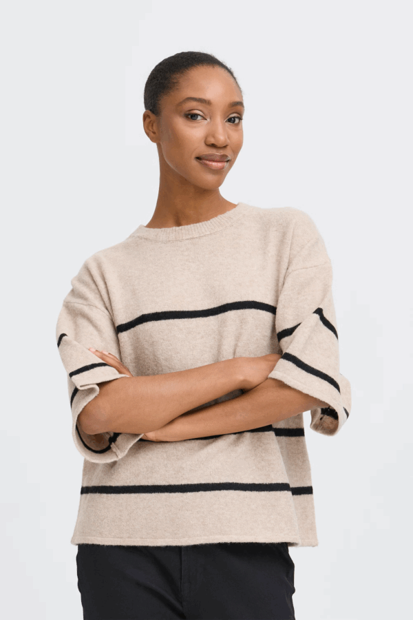 Pull manches 3/4 rayé – Image 5