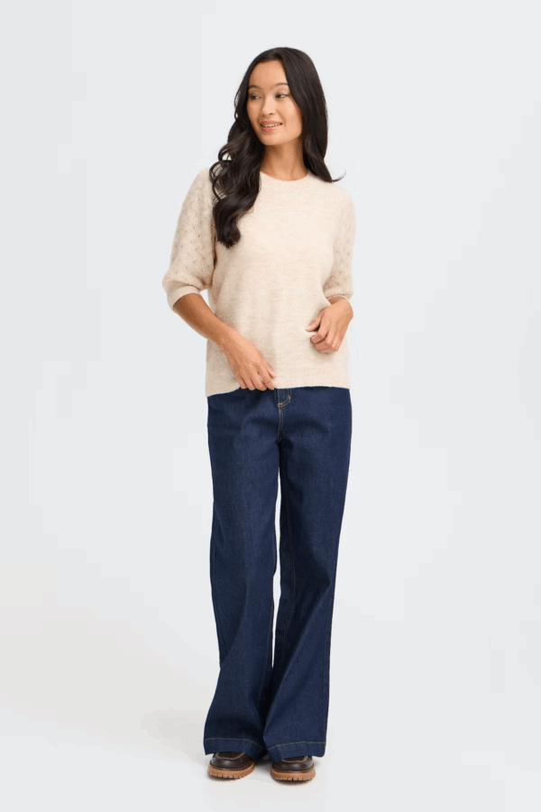 Pull manches courtes crème – Image 3