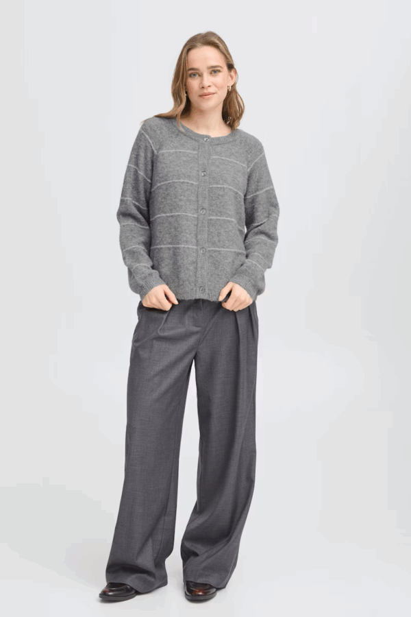 Gilet rayé gris et blanc – Image 2