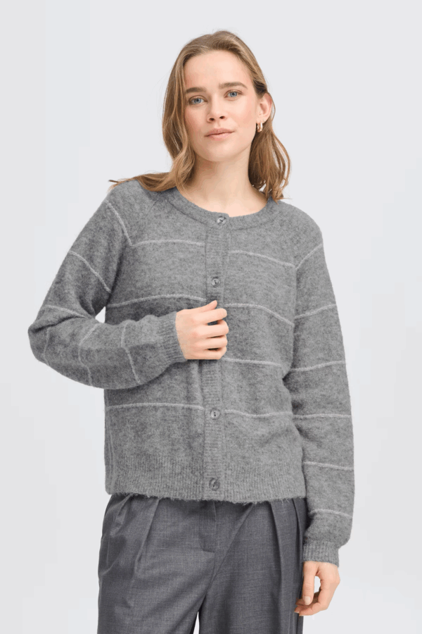 Gilet rayé gris et blanc – Image 3
