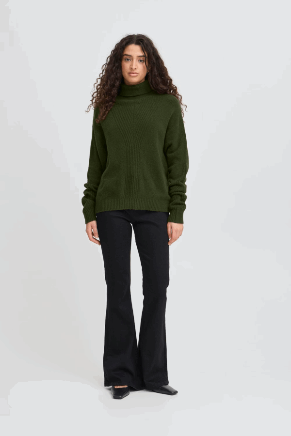 Pull col roulé kaki – Image 3