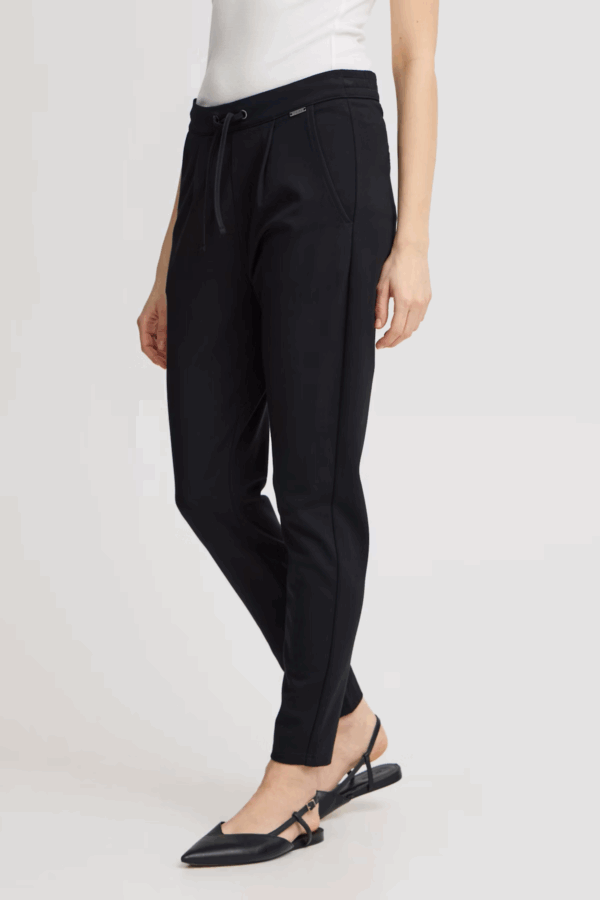 Pantalon en jersey noir coupe droite – Image 2