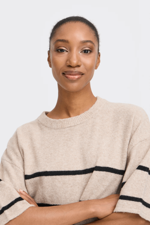 Pull manches 3/4 rayé – Image 3