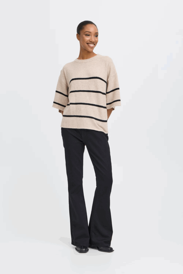 Pull manches 3/4 rayé – Image 2