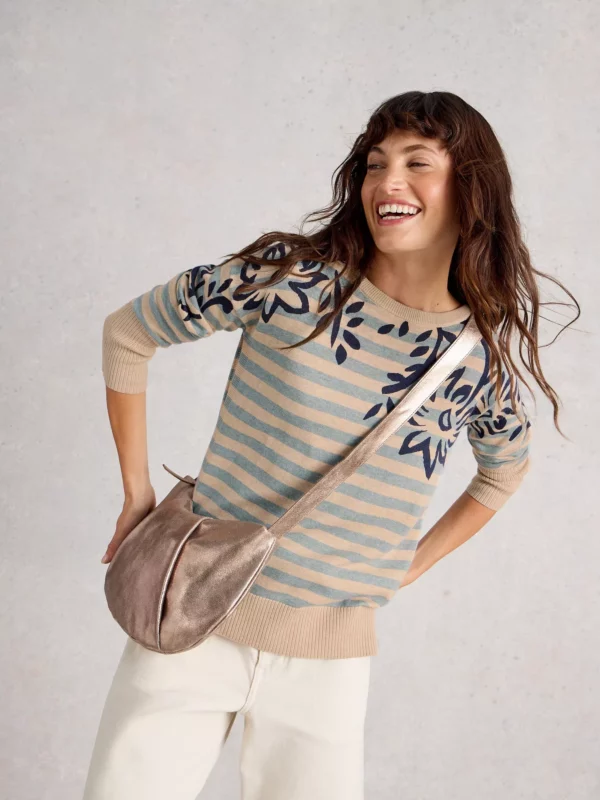 Pull rayé et motif floral100% coton – Image 2