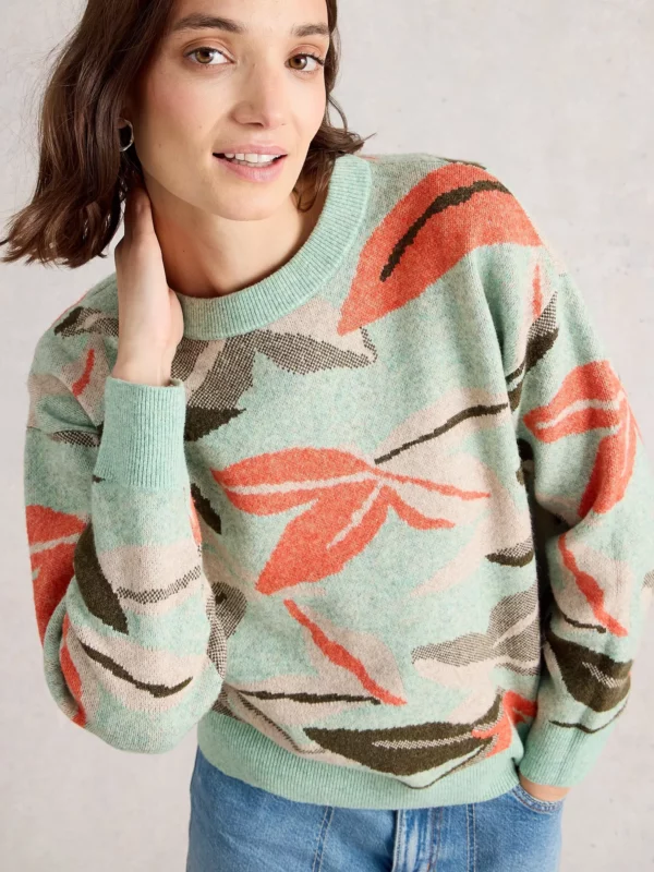Pull motifs feuillages