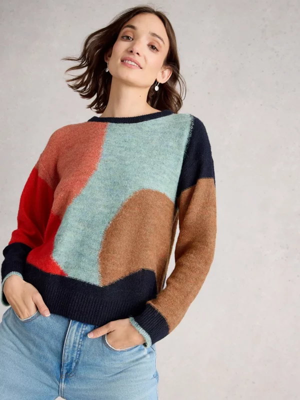 Pull col rond motifs géo
