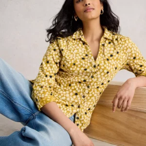 Chemisier 100% coton fond moutarde