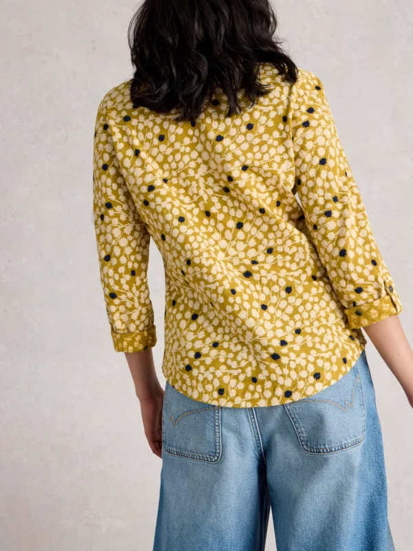 Chemisier 100% coton fond moutarde – Image 4