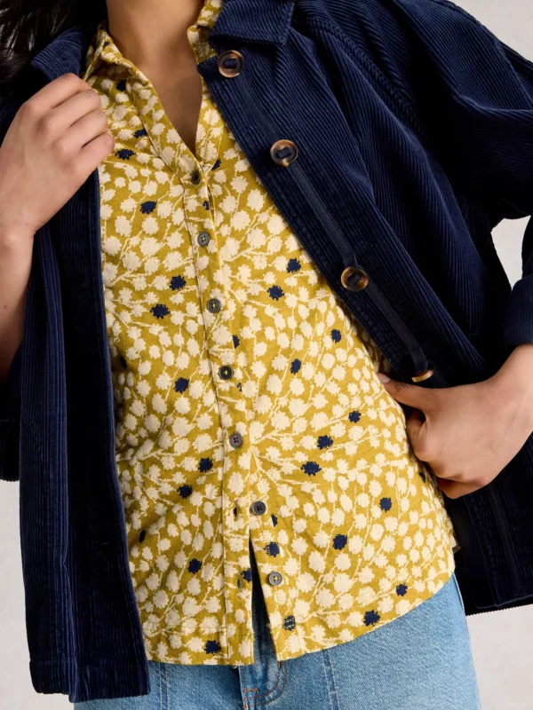 Chemisier 100% coton fond moutarde – Image 3