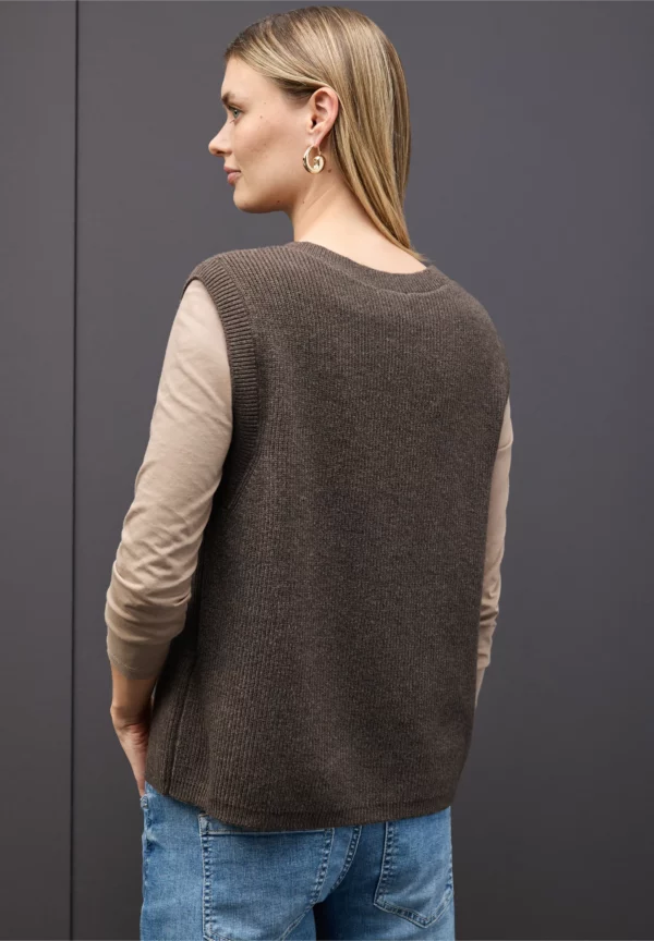 Gilet boutonnée sans manches chocolat – Image 6