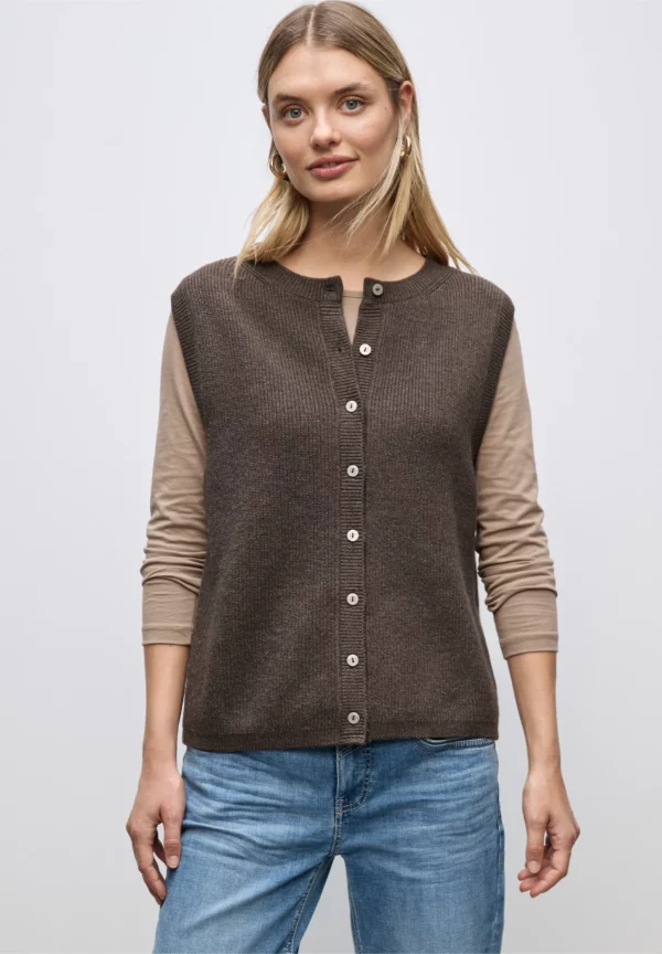 Gilet boutonnée sans manches chocolat – Image 2