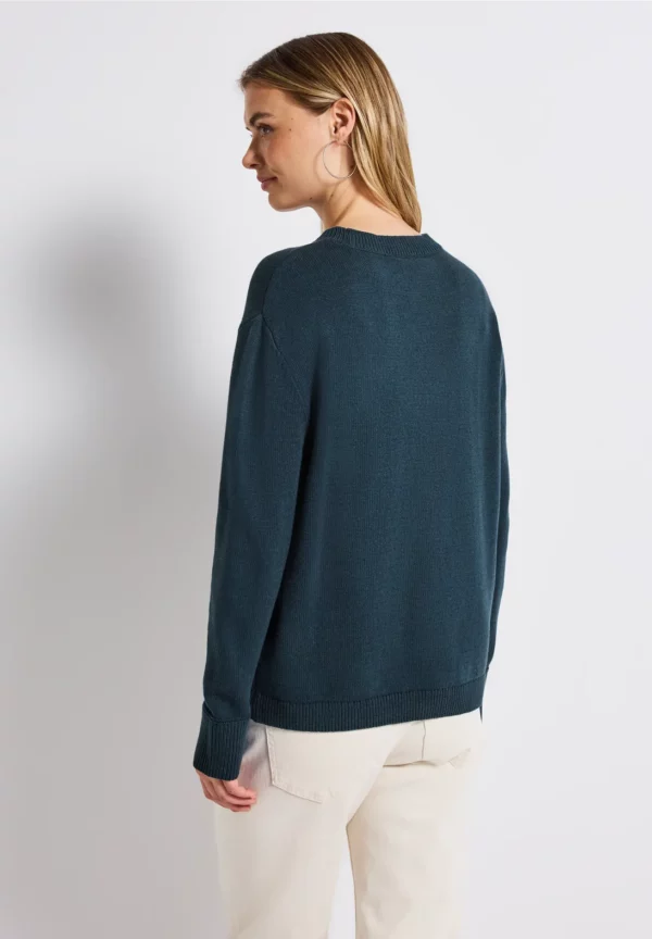 Pull col rond bleu pétrole – Image 5