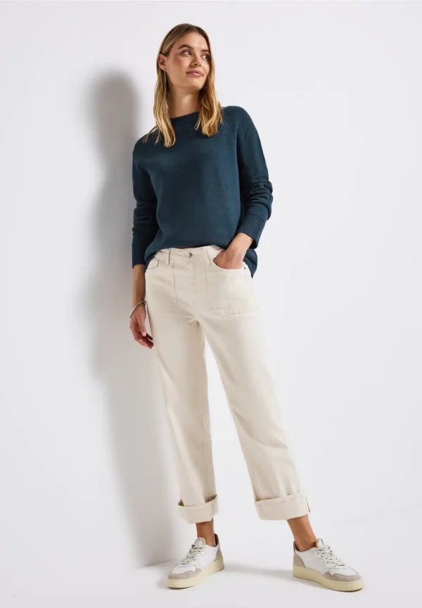Pull col rond bleu pétrole – Image 4