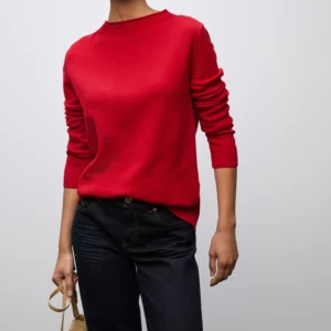 Pull col montant rouge